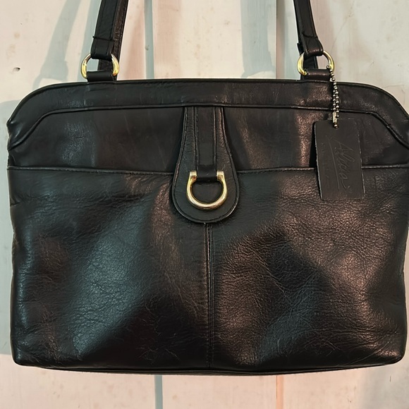EUC Vintage Alicia Genuine Leather Black Shoulderbag Purse Hobo Tote - Picture 1 of 9